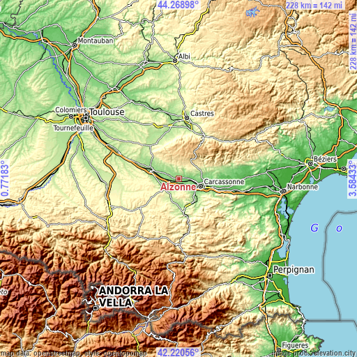 Topographic map of Alzonne