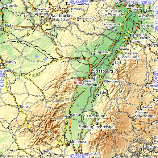 Topographic map of Altorf