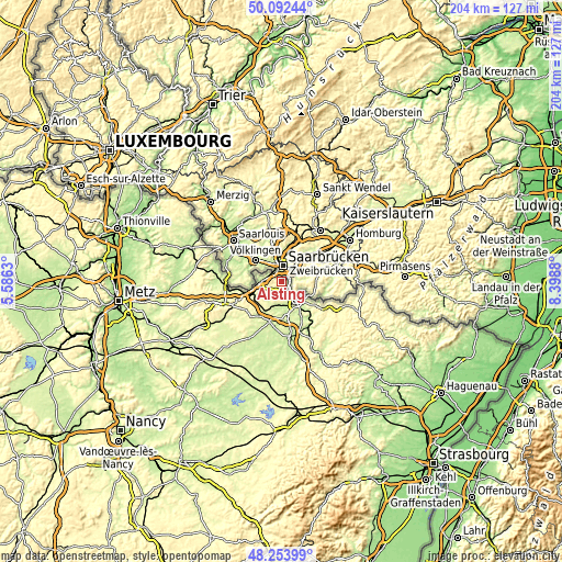 Topographic map of Alsting