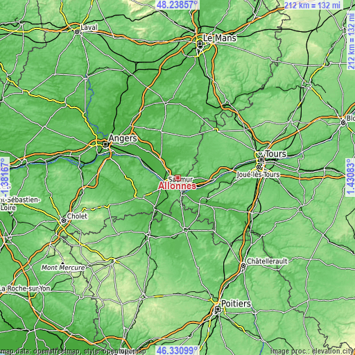 Topographic map of Allonnes