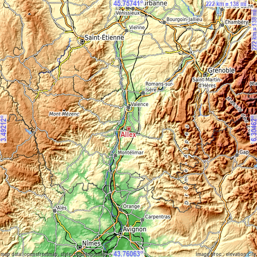 Topographic map of Allex