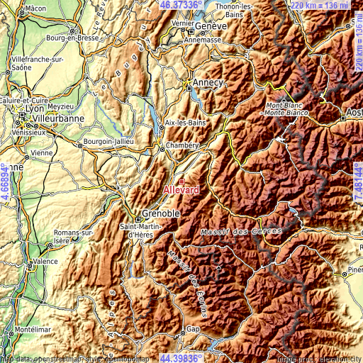 Topographic map of Allevard