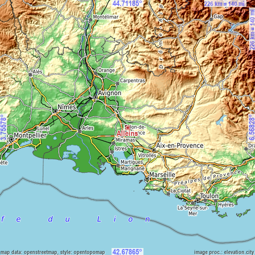 Topographic map of Alleins