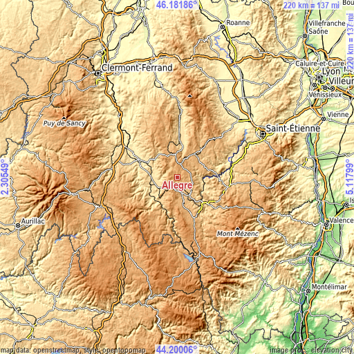 Topographic map of Allègre