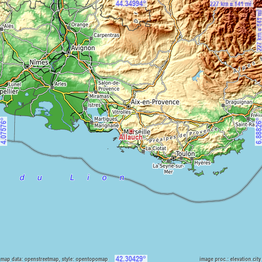 Topographic map of Allauch