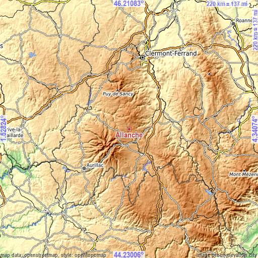 Topographic map of Allanche