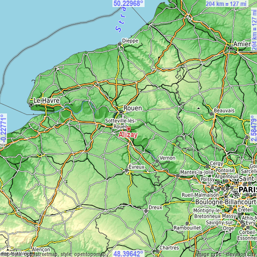 Topographic map of Alizay