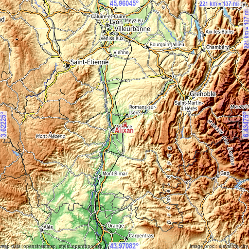 Topographic map of Alixan