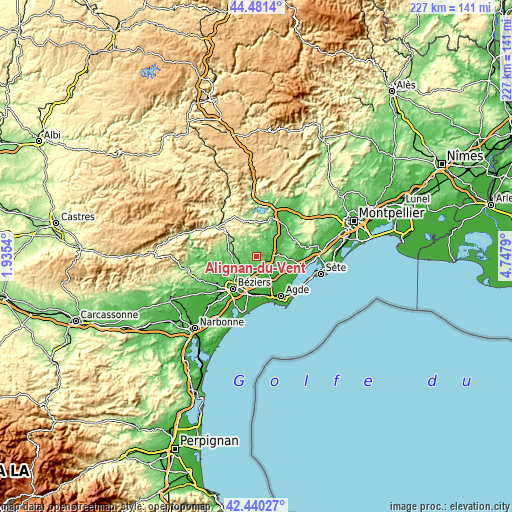 Topographic map of Alignan-du-Vent