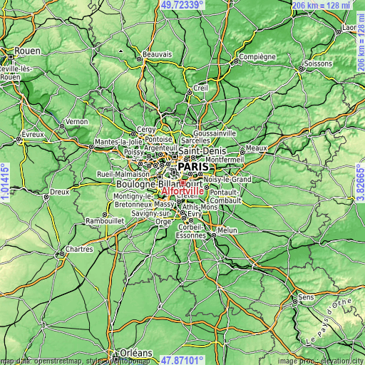 Topographic map of Alfortville