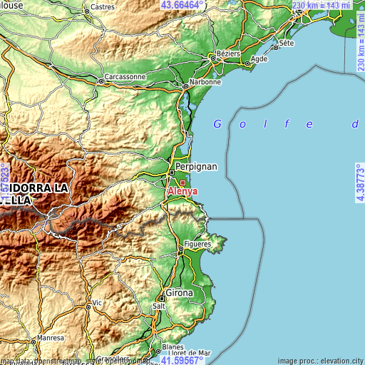 Topographic map of Alénya