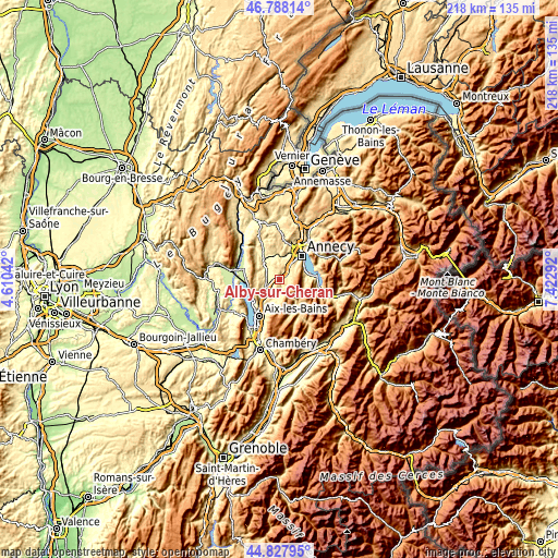 Topographic map of Alby-sur-Chéran