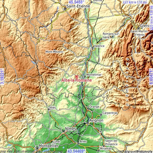 Topographic map of Alba-la-Romaine