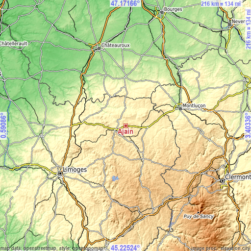 Topographic map of Ajain