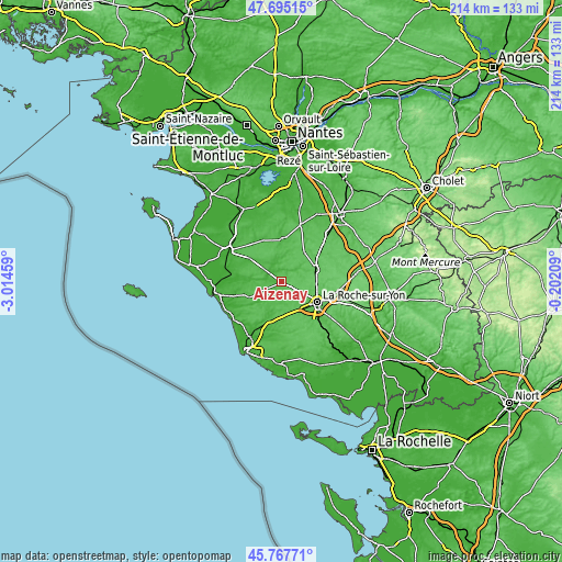 Topographic map of Aizenay