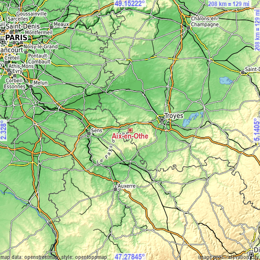 Topographic map of Aix-en-Othe