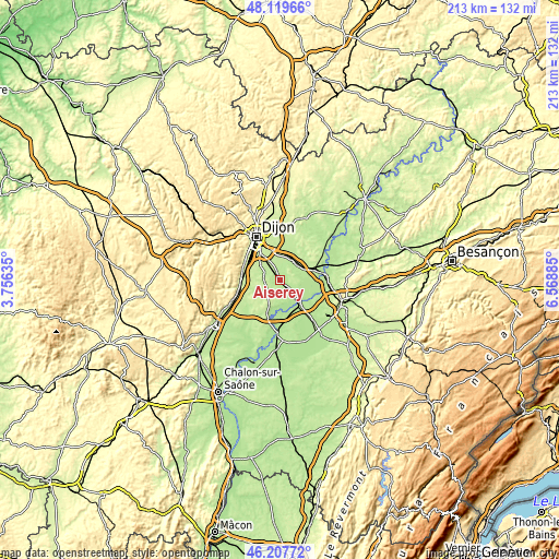 Topographic map of Aiserey