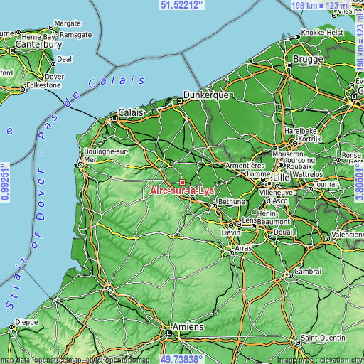 Topographic map of Aire-sur-la-Lys