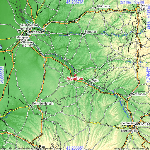 Topographic map of Aiguillon