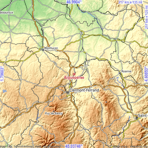 Topographic map of Aigueperse