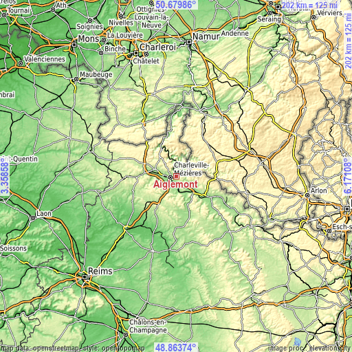 Topographic map of Aiglemont