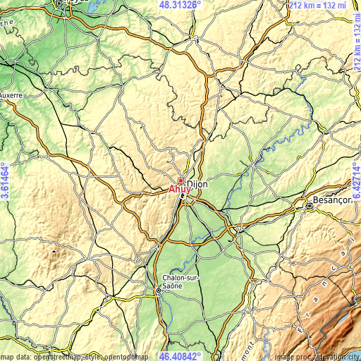 Topographic map of Ahuy