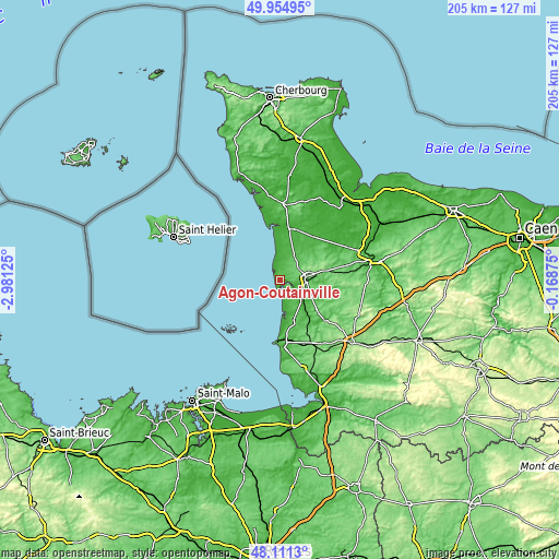 Topographic map of Agon-Coutainville