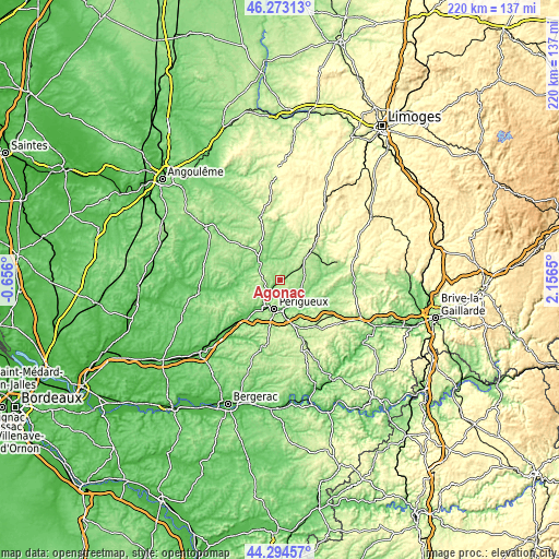 Topographic map of Agonac