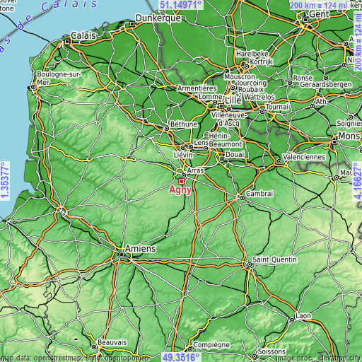 Topographic map of Agny