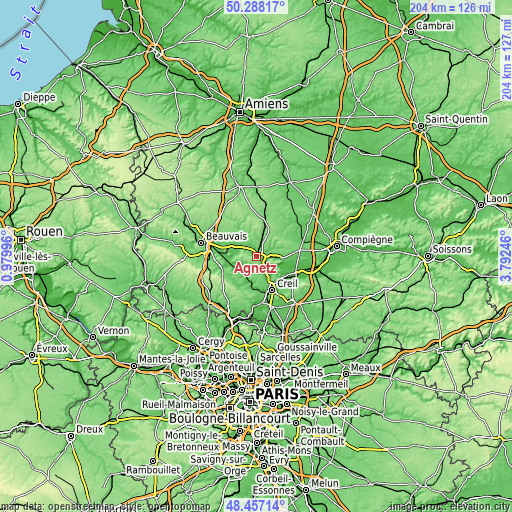Topographic map of Agnetz
