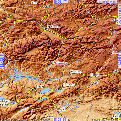 Topographic map of Nazimiye