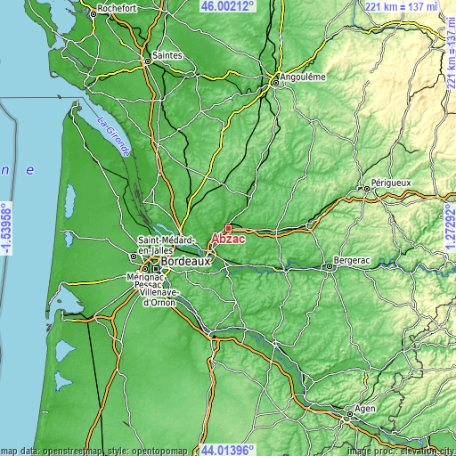 Topographic map of Abzac