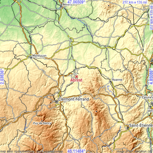 Topographic map of Abrest