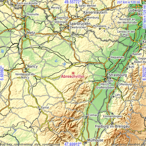 Topographic map of Abreschviller