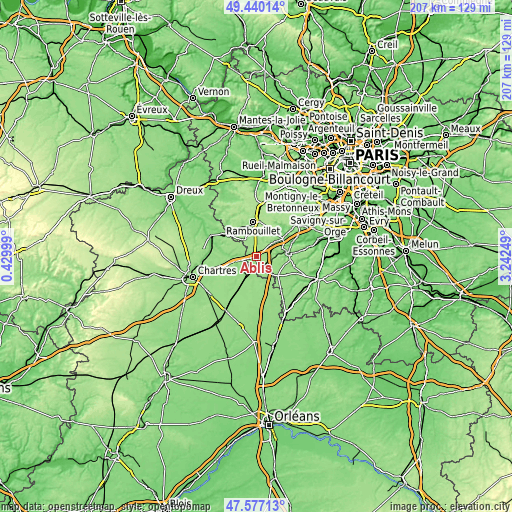 Topographic map of Ablis