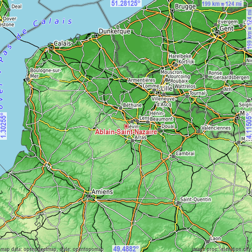 Topographic map of Ablain-Saint-Nazaire