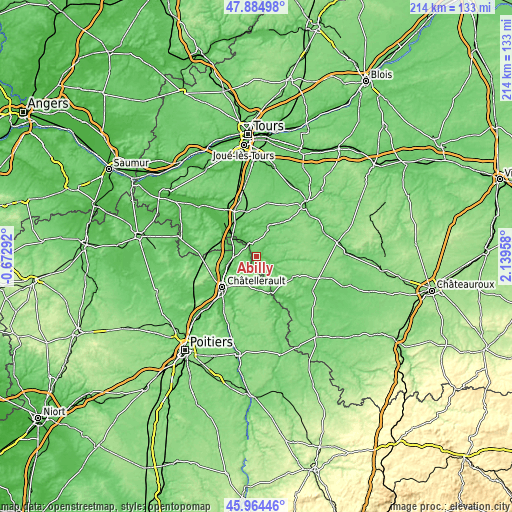 Topographic map of Abilly