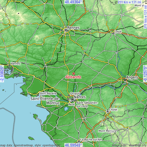 Topographic map of Abbaretz