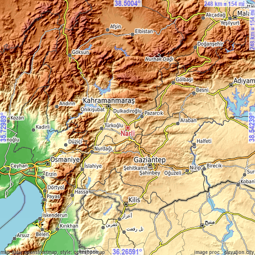 Topographic map of Narlı