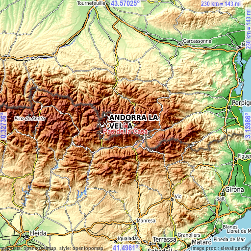 Topographic map of Pas de la Casa