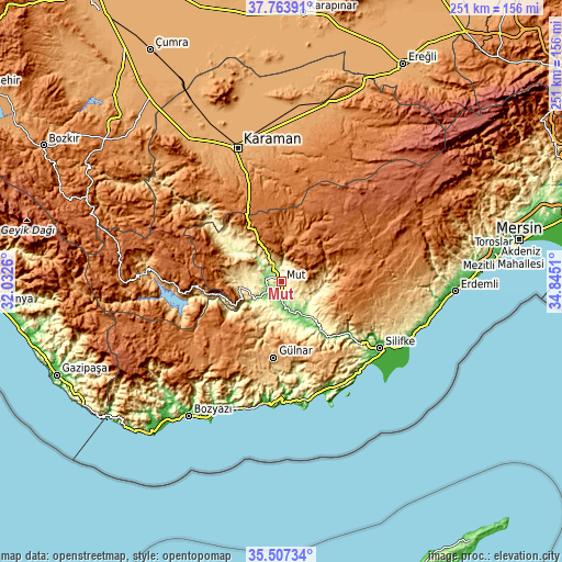 Topographic map of Mut