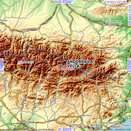Topographic map of la Massana