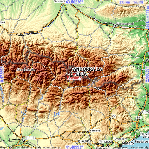 Topographic map of Encamp