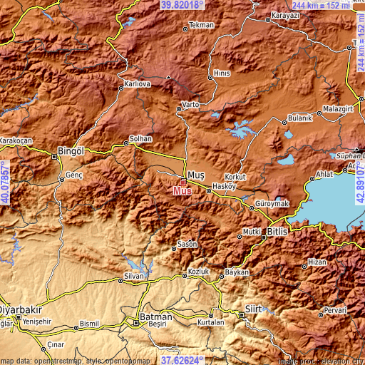 Topographic map of Muş