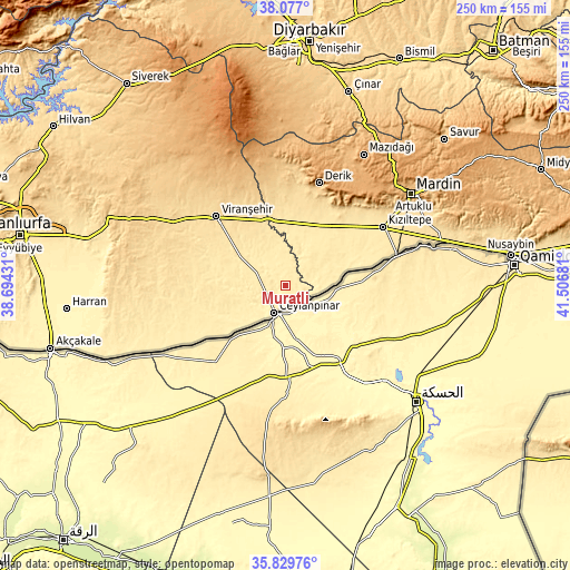 Topographic map of Muratlı