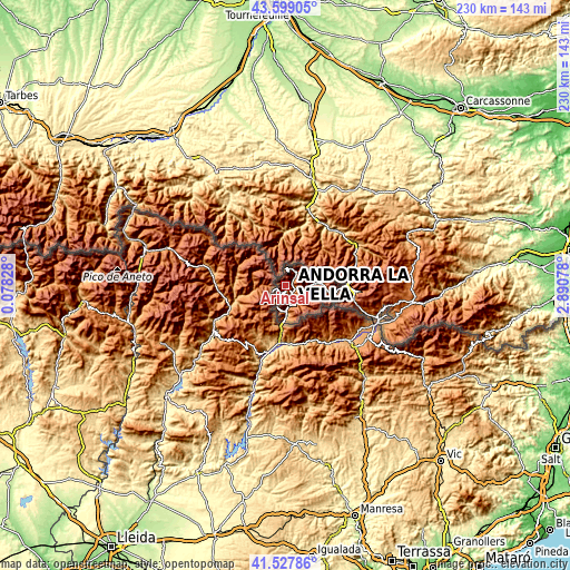 Topographic map of Arinsal