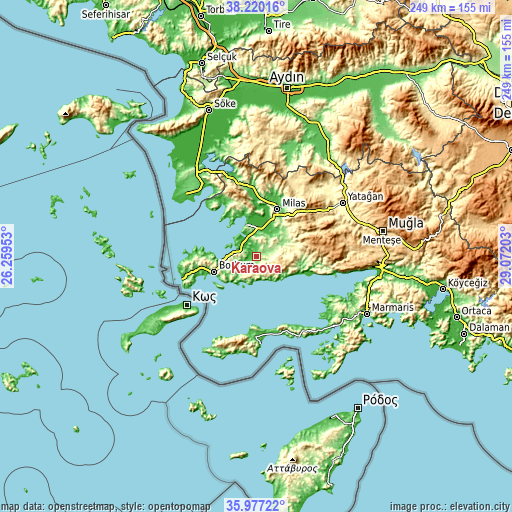 Topographic map of Karaova