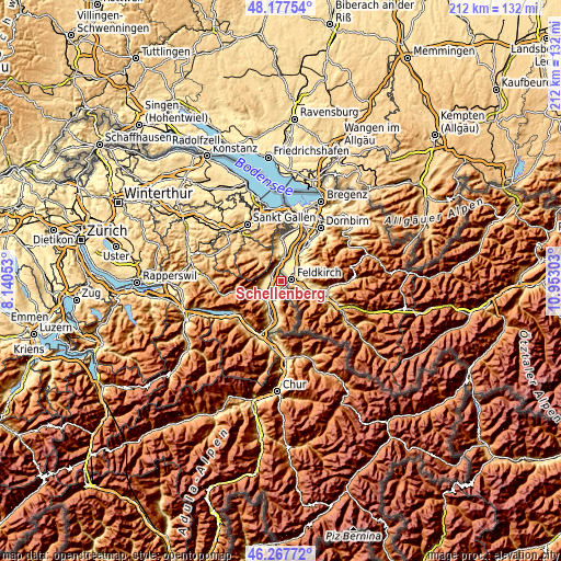Topographic map of Schellenberg