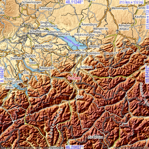 Topographic map of Schaan