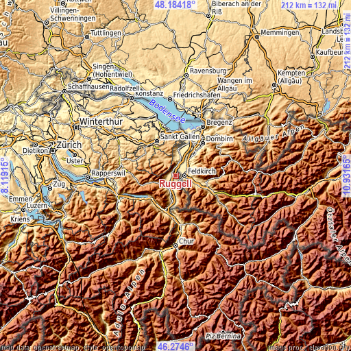 Topographic map of Ruggell